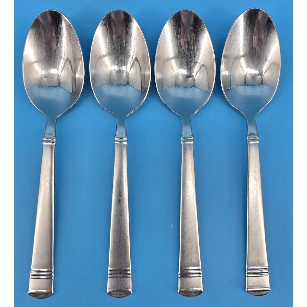 Set of 4 Oneida TIRAMISU Oval Soup Spoons 18/10 Stainless Frosted Handle 7‎ 1/4"